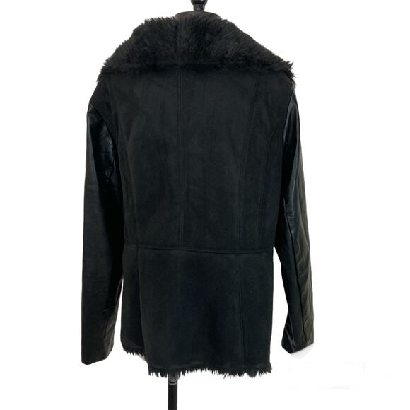 Faux leather fur moto jacket by Venus ladies plus size 16 black vegan suede coat - Picture 2 of 10